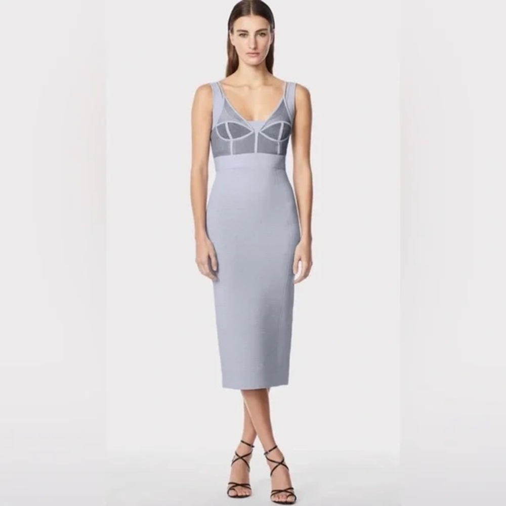 NWT | Original Herve Leger Sheer Layered Midi Bustier Dress | Size Medium